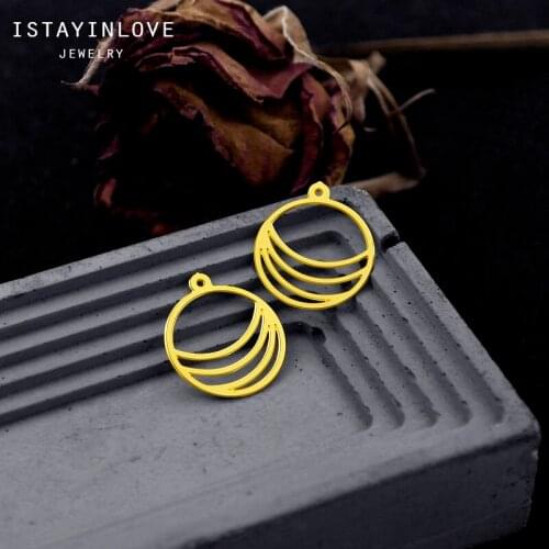 Handmade Jewelry Making Supplies Pendant Laser Cut Metal Round Circle Raw Brass Charm Findings For DIY Necklace Earring RD544 8