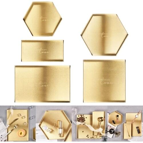 Metal Gold Decorative Serving Tray Nordic Home Decor Food Dessert Coffee Jewelry Necklace Watch Storage Organizer Dish