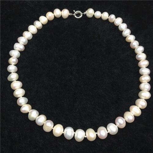 Fashion natural 10-11mm beautiful freahwater cultured white pearl round beads diy chains necklaces jewelry making 18inch GE4018