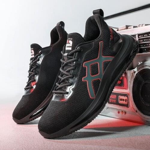Mens Shoes Breathable Mesh Sneakers Black Running Training Shoes Men Cushioning Soles Comfortable Jogging Sport Zapatos Big Size