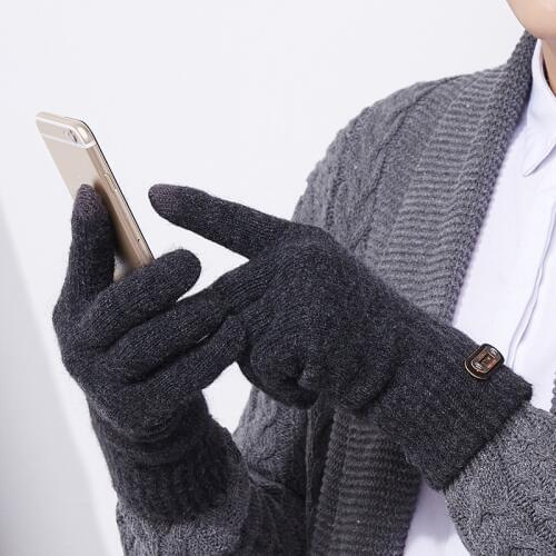 Men Knitted Gloves Thicken Winter Warm Gloves Touch Screen Male Warm 2018 New Autumn Winter Mens Mitten Unisex Driving Gloves