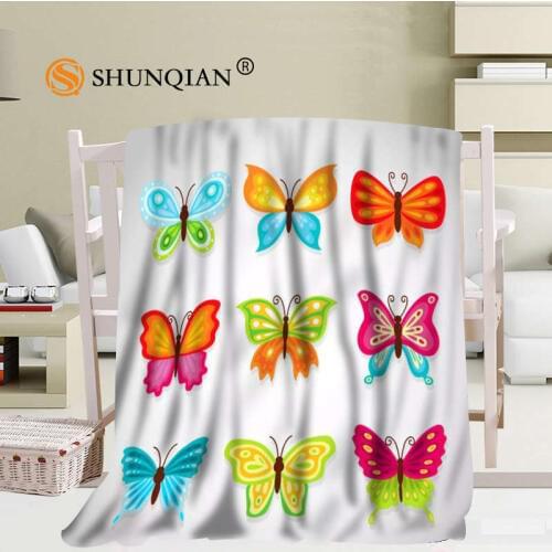 Custom Butterfly Cartoon Blanket Soft DIY Picture Decoration Bedroom Size 56x80Inch,50X60Inch,40X50Inch A7.10