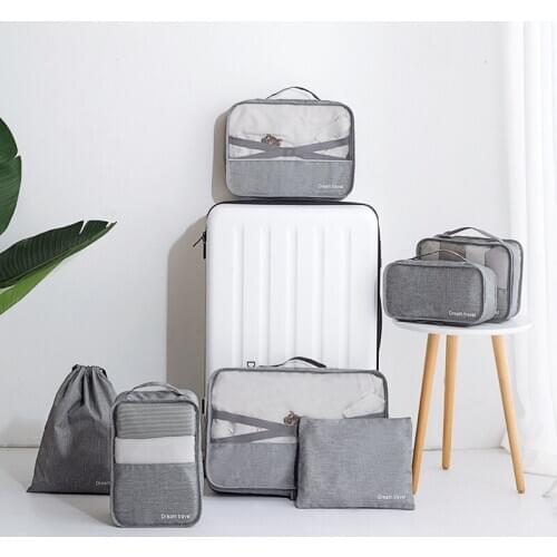 7PCS/Set Travel Bag Set Travel High Quality Oxford Cloth Ms Travel Mesh Bags Luggage Clothing Organizer Packing Cube Organiser