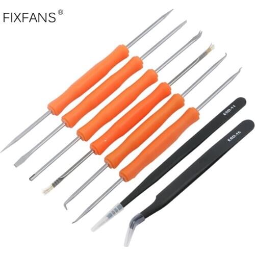 6Pcs Double Sided Soldering Assist Aid Repair Tools Kit with 2 Precision ESD Tweezers for Electronics Repair Soldering Welding