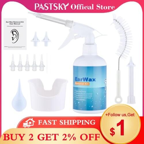 Ear Wax Removal Tool Kit Ear Irrigation Washer Bottle System Earpick Cleaning Set 5 Replacement Tips Bulb Syringe 300ml 500ml
