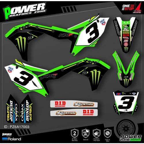 PowerZone Custom Team Graphics Decals Stickers Kit For Kawasaki Decal 2017 2018 2019 2020 KXF 250 003
