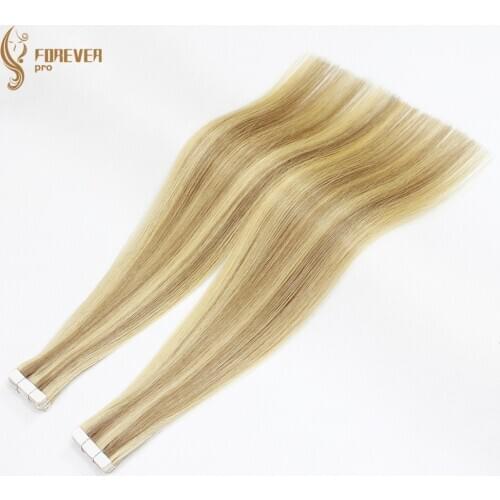Tape In Remy Human Hair Adhesive Extensions Piano Color Real Remy Tape on Human Hair Platinum Blonde 2g/pc 40g Forever Pro Hair