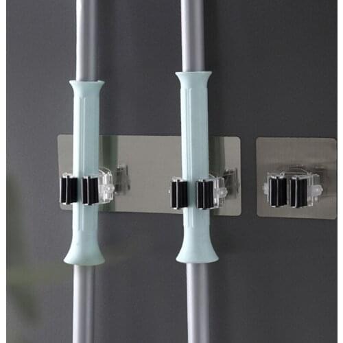 Sticker Strong Hook Bathroom Seamless Mop Rack Bathroom Wall Hanging Seamless Nail-Free Mop Clip Deck Broom Strong Hook