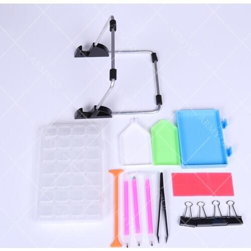 2020 New Diamond Painting Tool Accessories Set Pen Clay Tray Diamond Embroidery Tray Box Sets Diamond Paint Kits Stand and Clips