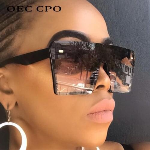 OEC CPO New Color Square Sunglasses Women Brand Unique Oversize Shield One Piece Lens Men Sunglasses Vintage Shade UV400 O42