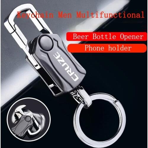 Beer Bottle Opener Keychain Laser Engraving Car Keyring Multifunctional Fashion Zinc Alloy Keychain for Chevrolet Cruze T 2020