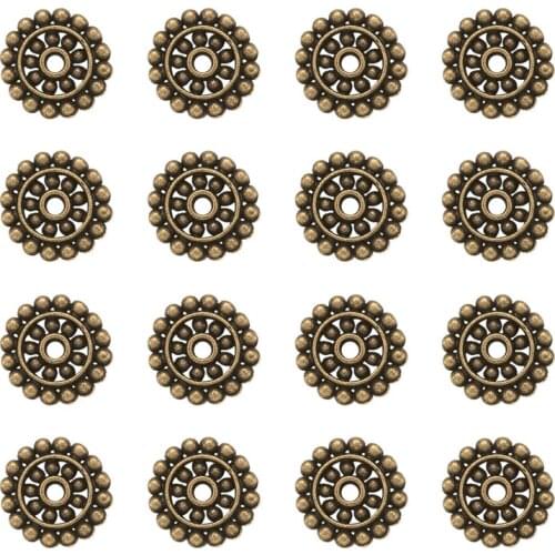Pandahall 100pcs Tibetan Style Flower Alloy Bead Spacers for Jewelry Making DIY Bracelet Necklace Findings 12.5x2mm Hole: 2mm