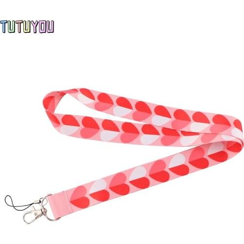 PC3193 Heart-shaped Keychain Tags Strap Neck Lanyards For Keys ID Card Pass Gym Mobile Phone USB Badge Holder DIY Hang Rope