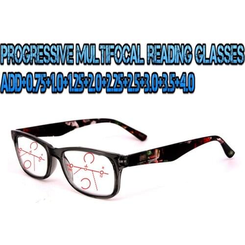 Progressive Multifocal Anti Blu Light Reading Glasses Black Frame Men Women High Quality Business +0.75 To +4.0