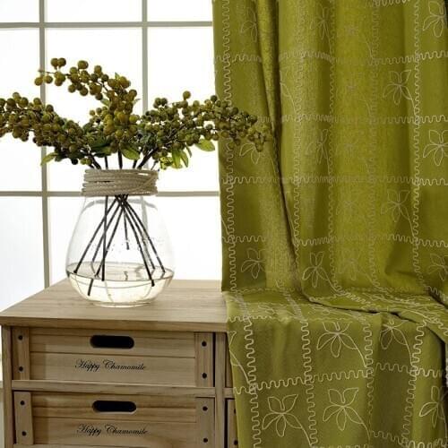 Plaid-Simple and Modern Wool Embroidery Curtains for Living Room Bedroom Study American Cotton and Linen Curtains Custom