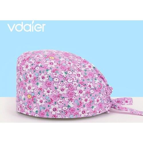 Pet Grooming Nurse Scrubs Cap Floral Printing Medical cap Adjustable Hospital Surgical Scrubs Hat Dentist Work Hat nurses hat