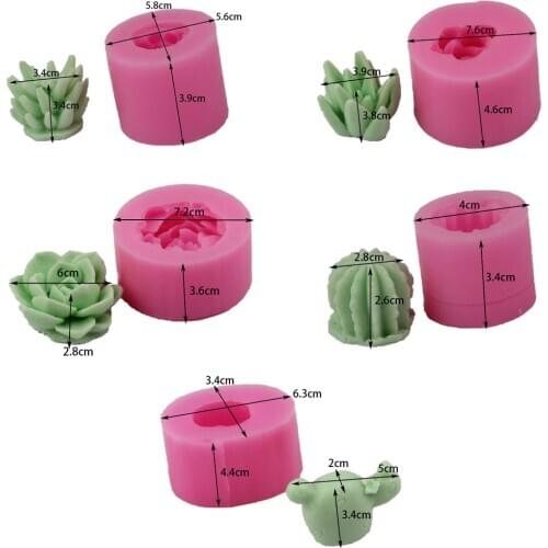 Succulent Plant Silicone Wax Candle Mold Flower Cactus Candle Mould DIY Handmade Aroma Gypsum Plaster Molds Making Candle Form