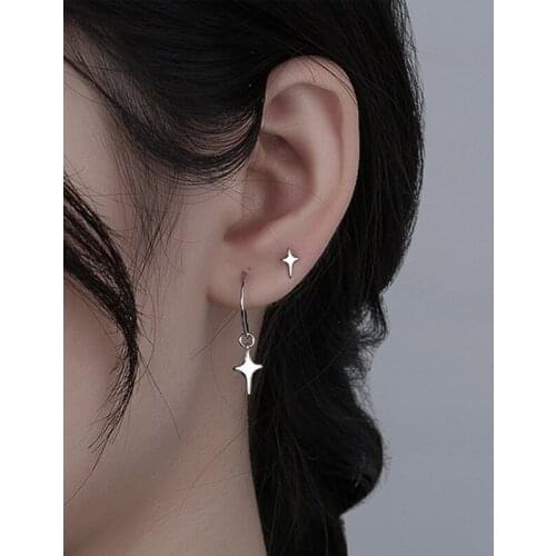 Todorova Star Circle Round Hoop Earrings For Women Silver Color Star Pendant Earring Asymmetric Party Fashion Jewelry