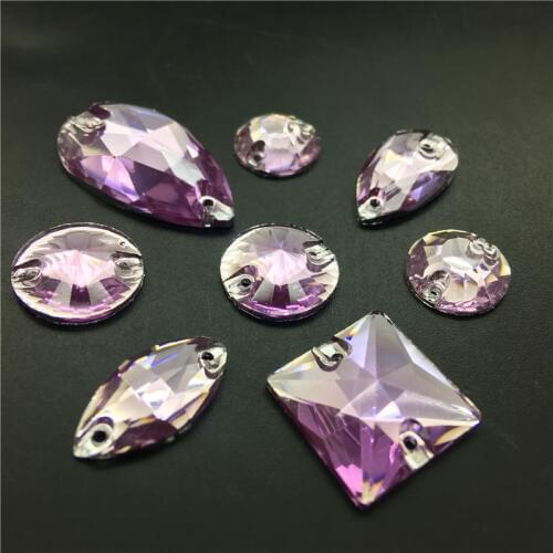 TopStone Lt Amethyst Violet Mix Sizes Shapes Resin Sew On Rhinestone Flat back Acrylic Gems Strass Crystal and Stones For Dress