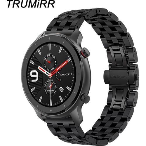 TRUMiRR New Stainless Steel Watchband + Link Remover for Huami Amazfit GTR 47mm 42mm Quick Release Band Butterfly Clasp Strap