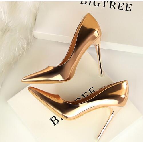 Patent Leather Thin Heels Office Women Shoes New Arrival Pumps Fashion High Heels Shoes Womens Pointed Toe Sexy Shoes Shallow
