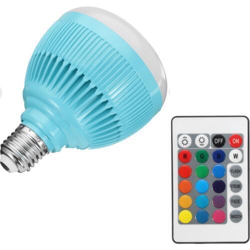 Smart RGBW Wireless Bluetooth Speaker Bulb Music Playing Dimmable LED Light Bulb Lamp with Remote Control AC 100-240V 12W E27