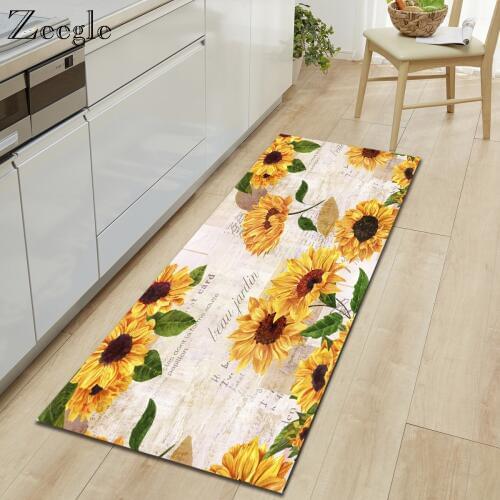 Zeegle Welcome Floor Mats Flannel kitchen Mat Floor House Doormats Living Room Rugs Anti-Slip Sofa Table Area Rug Bedroom Carpet