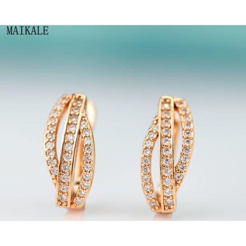 MAIKALE Trendy Irregular Stud Earrings for Women Cubic Zirconia Zircon Earring Geometric Clip on Earing Korean Fashion Jewelry