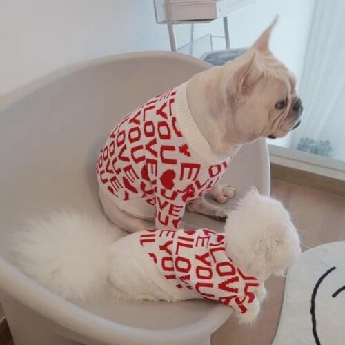 Love heart Winter Pet Dog Clothes Sweater Flexible Fashion brand Sweater for Small Medium Chihuahua Dogs Korea Dog Teddy Cat