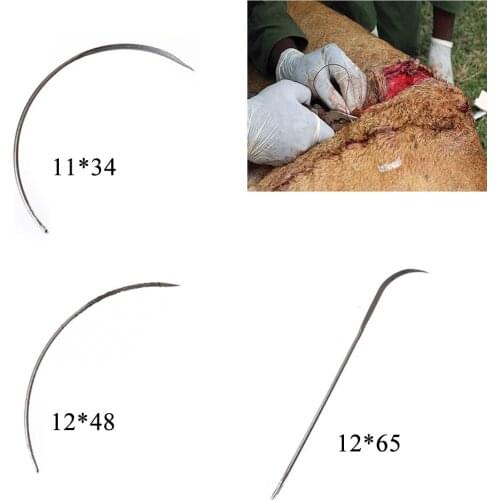 1Bag/10PCS Animal Suture Needle Stainless Steel Veterinary Nonabsorbable Veterinary Instrument For Pig Sheep Cattle Dog Cat