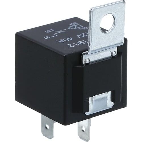 1pc DC 12V 40A Black Relay 4 PIN Durable Automotive Car Truck Boat Relays Normally Open Contact Relay 27.5*28*25mm Mayitr