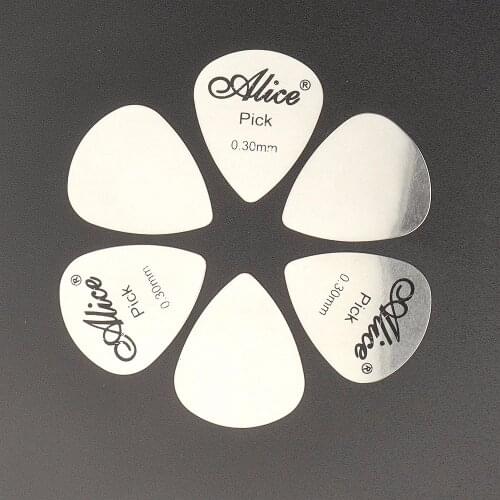 10 Pcs Metal Guitar Pick 0.3mm Thin Durable Silver Color Professional Bass Ukulele Guitar Picks Accessories