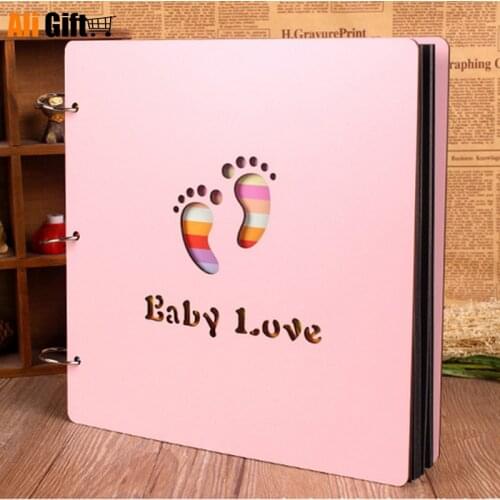 16 Inch Large Wood Cover Photo Albums Albums DIY Handmade Loose-leaf Pasted Personalized Baby Lovers Albun Fotos Scrapbook Gift