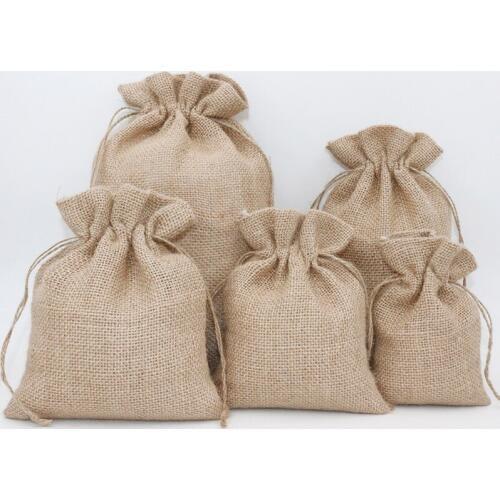 20pcs/lot Environmental Vintage Natural Burlap Jute Material Jewelry Package Drawstring Gift Candy Bag Wedding Party Favor Bags