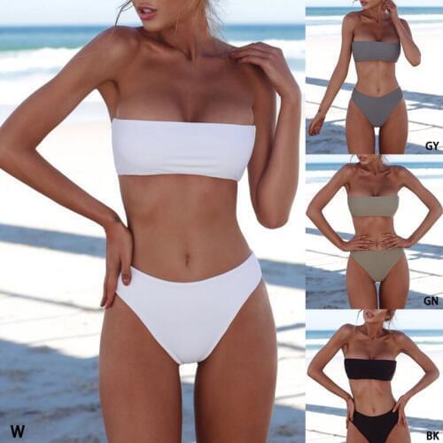 2021 Fashion Sexy Women Bikini Set Strapless Bandeau Push-up Bra Swimsuit Swimwear Bathing swim