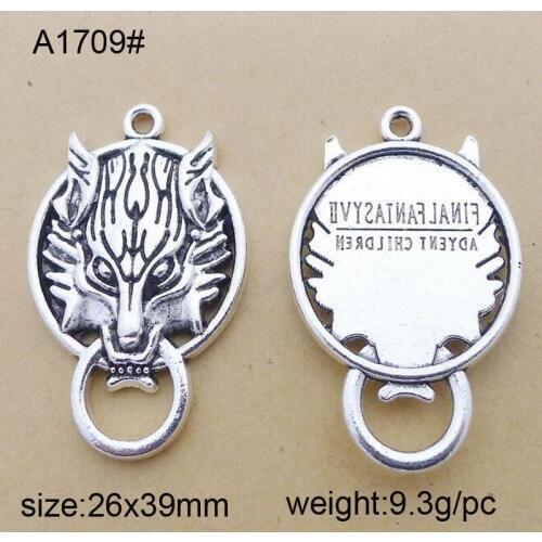 25pcs Vintage Antique Silver Plated Animal Wolf Charms Beads Pendants for Jewelry Making DIY Handmade 39x26mm