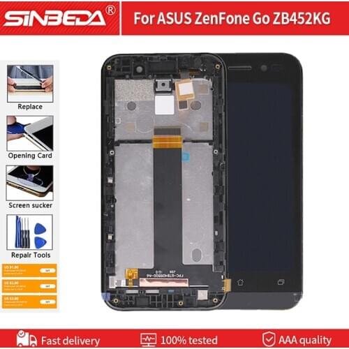 4.5'' LCD For ASUS ZenFone Go ZB452KG X014D LCD Display Touch Screen Digitizer Assembly Frame For ASUS ZB452KG LCD