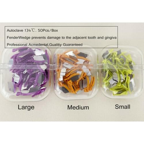 50Pis/Box Fender Wedges Interproximal Dental Diastema Wedge SS Guard Plate FenderMate Large M Small 134