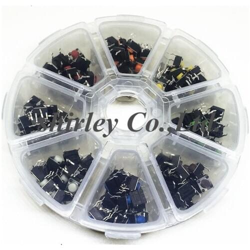 8Types=160pcs/box Colourful 6*6*5mm Light touch switch DIP4 ON/OFF Touch button Touch micro switch 6*6*5 keys button DIP 4pin