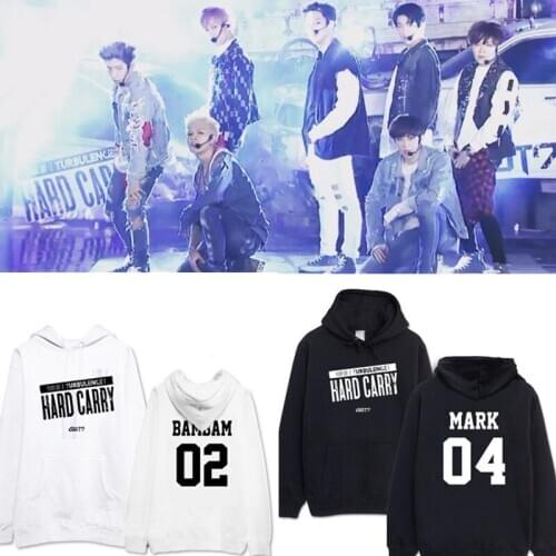 ALLKPOPER KPOP GOT7 Hard Carry Cap Hoodie TURBULENCE Sweatershirt Jackson Pullover FLIGHT LOG Fleece/ Thin Casual Clothes Top