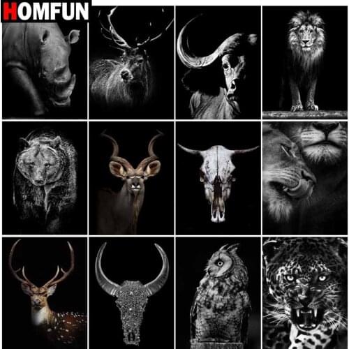 HOMFUN Full Square/Round Drill 5D DIY Diamond Painting "Black animal avatar theme" Embroidery Cross Stitch 5D Home Decor Gift
