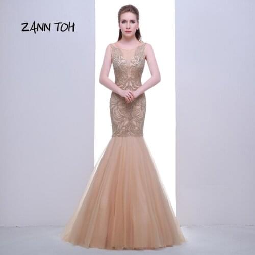 Burgundy Formal Evening Dresses Long Sexy See-through Beading Tulle Floor-Length Prom Party Gowns Plus Size