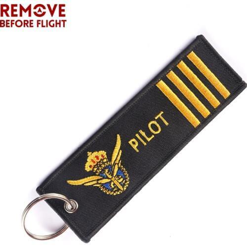 Remove Before Flight PILOT Keychain Chaveiro Para Carro Key Ring Holder Tag Embroidery for Car-Styling Key Chain Aviation Gift