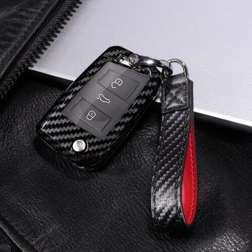 PC Carbon Fiber cover Car Key Case shell For Volkswagen VW Golf 7 mk7 For Seat Ibiza Leon FR 2 Altea Aztec For Skoda Octavia