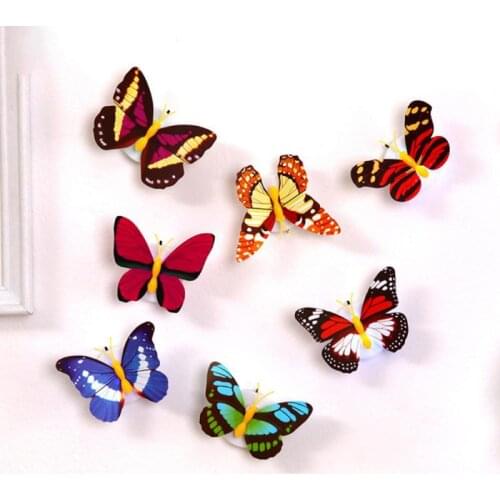 Colorful Changing Butterfly Wall Stickers LED Night Light Easy Installation Night Light Home Living Room Fridage Bedroom Decor