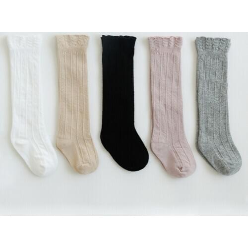 2020 Children Baby Socks Knitted Cotton Long Tube Socks Kids Infant Knee High Socks Toddler Kids Girls Lace Summer Cute Socks
