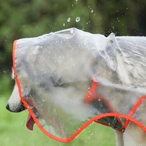 Pet Dog Hooded Raincoat Outdoor Waterproof Clothing Jacket Jumpsuit Adjustable Rainwear Transparent Rain Coat Dog Supplies