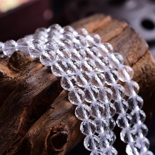 RONGQING 128 Faceted Crystal Beads 6/8/10/12/14mm Clear Loose Beads for Jewlery Making Necklace and Earrings Bracelets