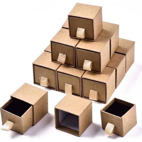 24pc Cardboard Jewelry Box Square Drawer Jewelry Organizer with Flower Pattern Pull-out Gifts Boxes for Ring Box Paper Container