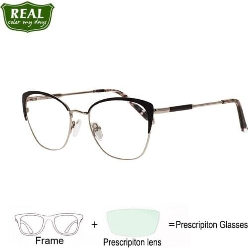 Classic Metal Frame Progressive Prescription Glasses Women Men Myopia Eyeglasses With Free Glasses Case